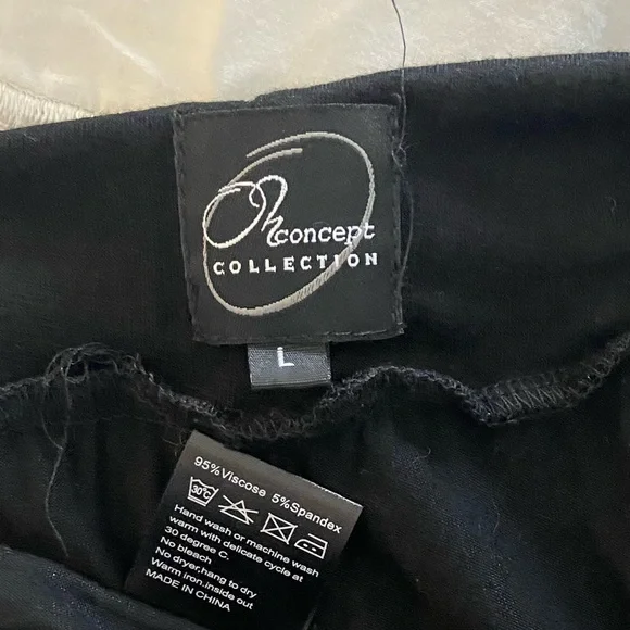 Black Palazzo Pant, Wide leg, Fold-over Waist size Large, lounge - Picture 3 of 6